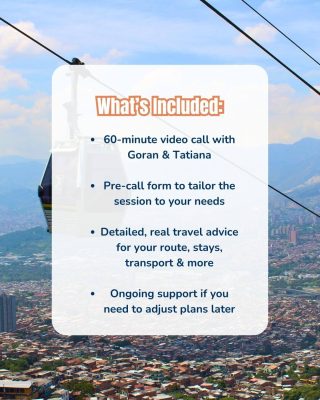 Colombia travel consultation package including video call and tailored advice