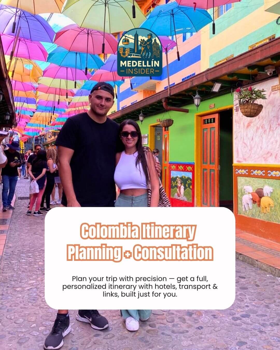 Goran and Tatiana offering personalized Colombia itinerary planning consultation