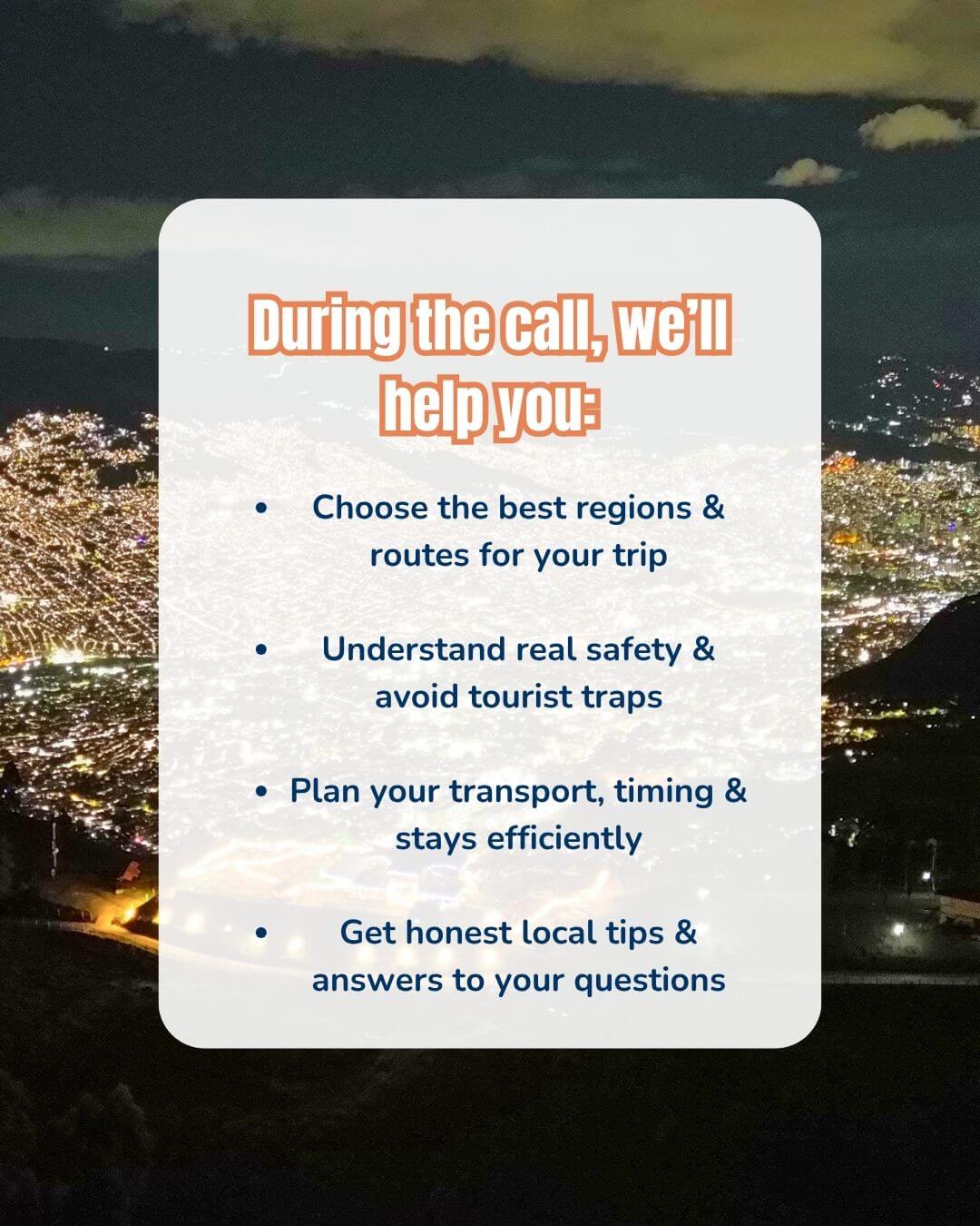 Medellin experts guiding travelers during Colombia itinerary planning call
