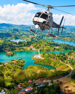 Guatape day trip by helicopter with scenic flight