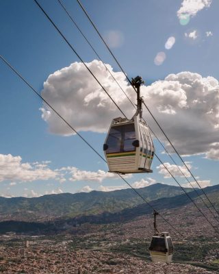 City panorama while seeing the metrocable and learning about its transformation during a Medellin city tour.