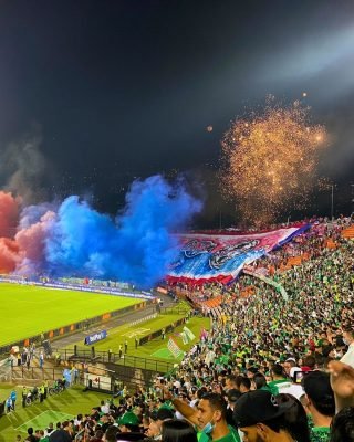 Fireworks and passion from DIM supporters during Medellin Football Tour