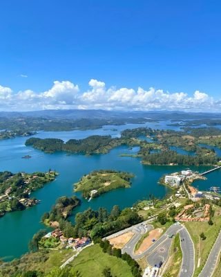 Aerial view of Guatape town from the El Penol rock