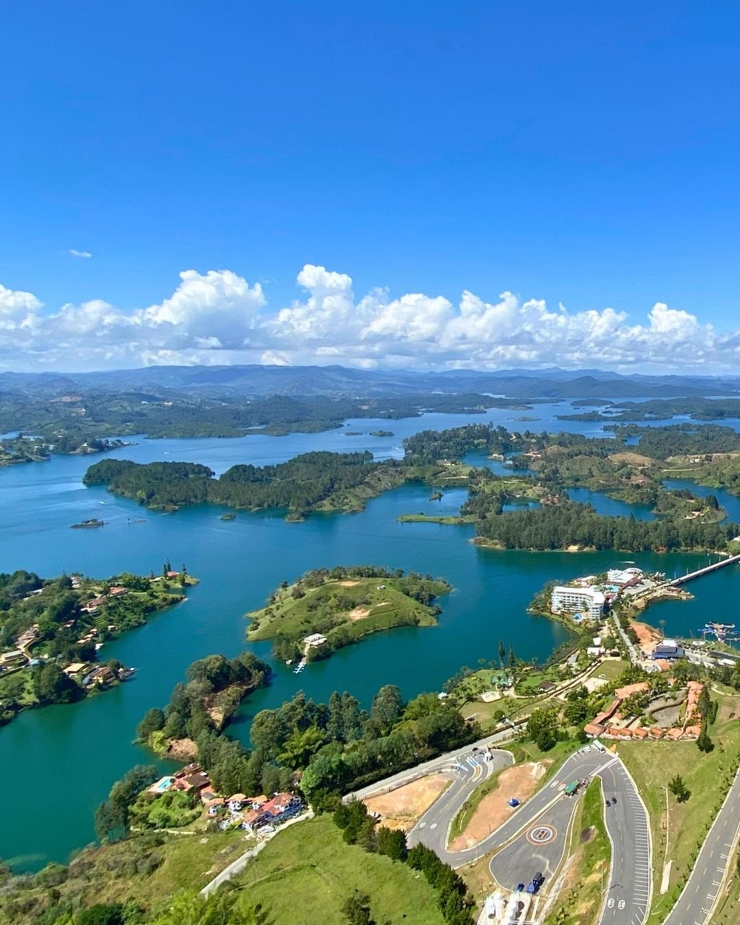 Aerial view of Guatape town from the El Penol rock