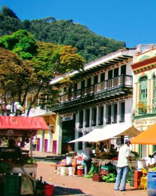 Colonial streets with colorful houses in Jerico Antioquia