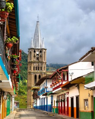 Colorful streets and balconies of Jardin Antioquia