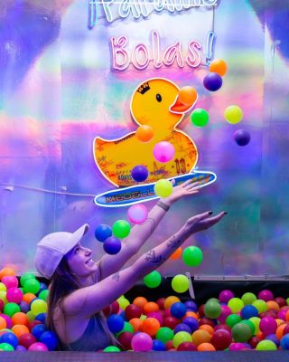 Visiting a neon-store during the Medellin Comuna 13 Tour